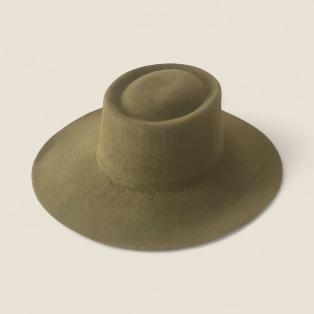 Brookes Boswell Olive Green Wool Felt Hat Wide Brim Unisex Size L
